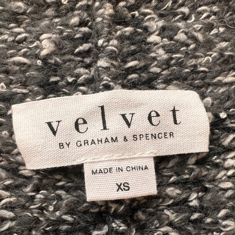Velvet by Graham & Spencer Tweed Chunky Knit Fringe Open Front Cardigan